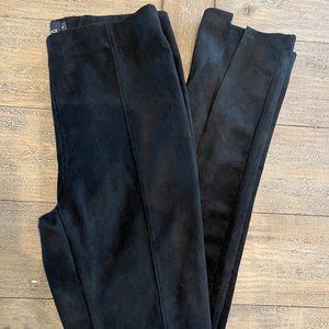 Pomander Place by Tuckernuck Black Faux Suede Slit-Front Pants, Size: Medium